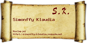 Simonffy Klaudia névjegykártya